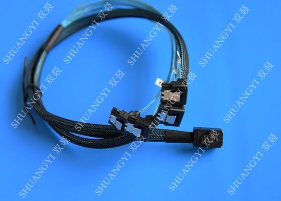 चीन SFF 8643 To 4x SATA SAS Hard Drive Cable Black Multilane With 4 Channels आपूर्तिकर्ता