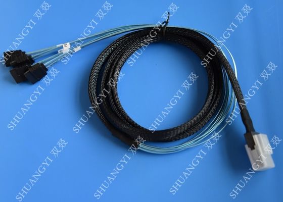 चीन SFF 8087 To 4 SATA Serial Attached SCSI Cable , 1.5m Internal 6gb SAS Fan Out Cable आपूर्तिकर्ता