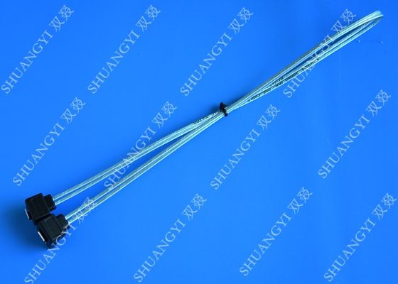 चीन Blue Slim Down Angle 7 Pin SATA Data Cable Female to Female With Locking Latch आपूर्तिकर्ता