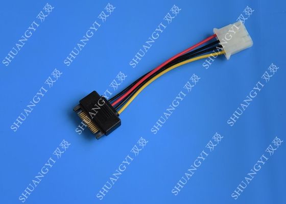चीन 5.08mm Braided Molex 4 Pin SATA Power Cable 15 Pin Male To Male For Hard Disk आपूर्तिकर्ता