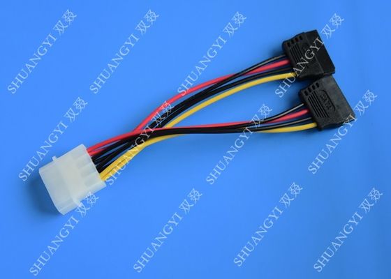 चीन IDE Flat Cable Harness Assembly 4 Pin to 2 x 15 Pin SATA To Serial ATA SATA Connector आपूर्तिकर्ता