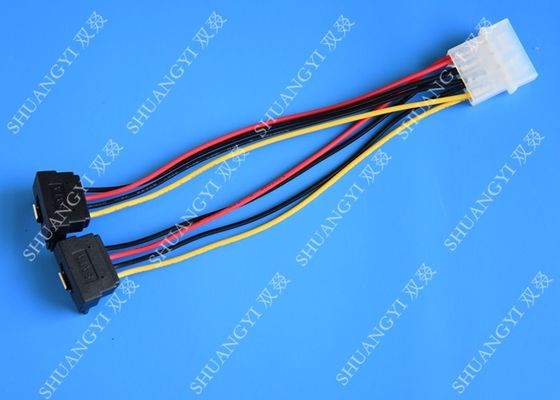 चीन Computer Molex 4 Pin To 2 x15 Pin SATA Data Cable Right Angle Pitch 5.08mm आपूर्तिकर्ता