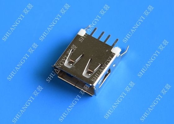 चीन Straight Solder Type USB A Female Plug Connector Jack Silver Tone आपूर्तिकर्ता