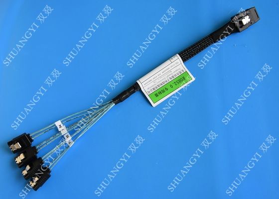 चीन 30 AWG Mini SAS Serial Attached SCSI Cable , 36P SFF 8087 To SATA Breakout Cable With Latch आपूर्तिकर्ता