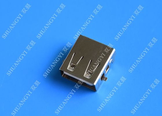 चीन DIP 180 Degree Jack Socket 4 Pin USB Charging Connector , 15mm USB 2.0 Female Type A Connector आपूर्तिकर्ता