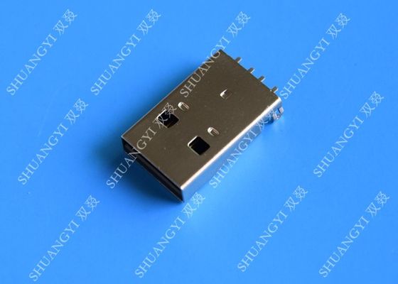 चीन USB 2.0 A Male USB Charging Connector , Plug Jack Mounting Solder 4 Pin PCB Connector आपूर्तिकर्ता
